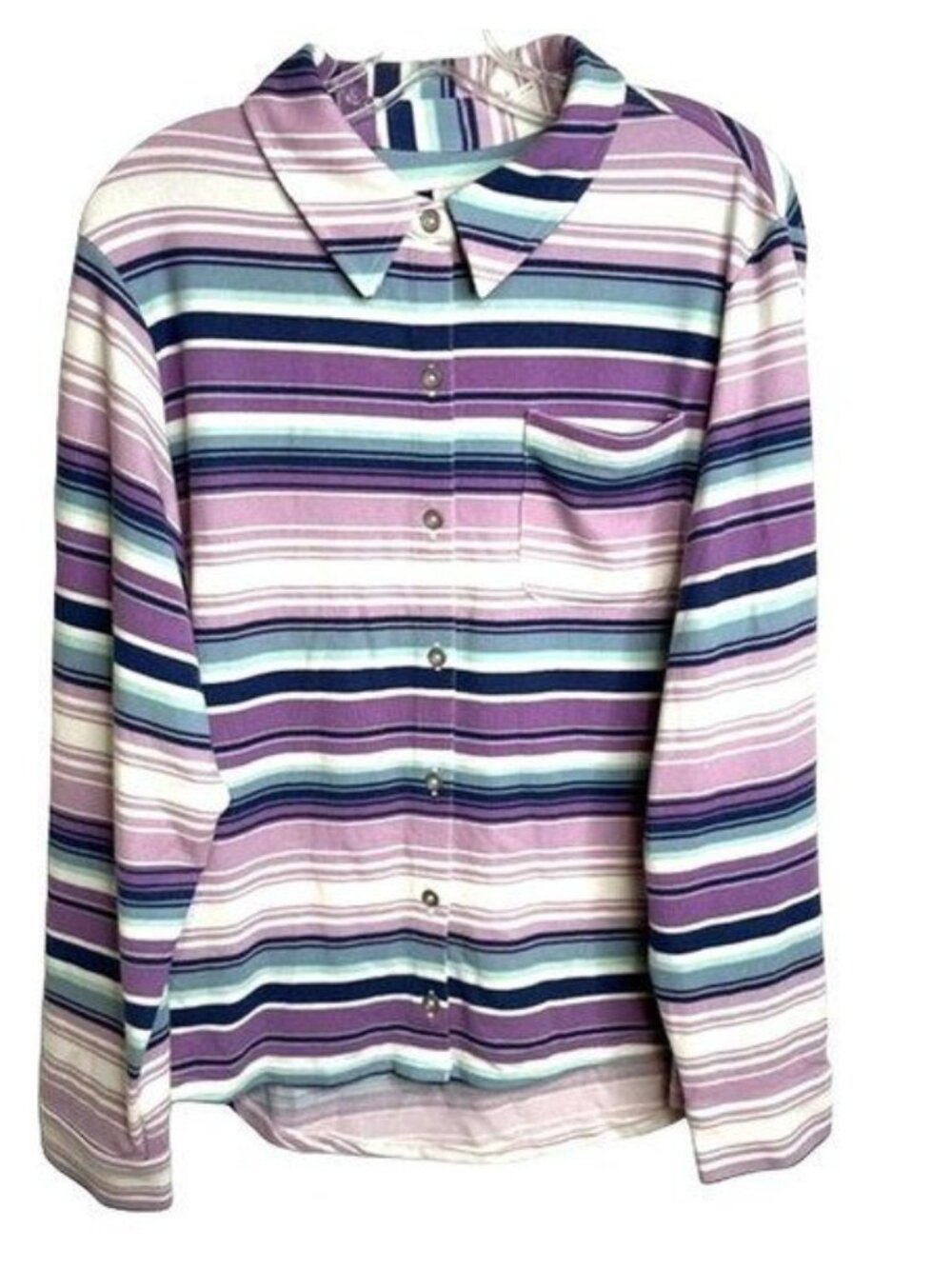 Denim & Co. Printed Heavenly Jersey Button Front Top 1X (4446)